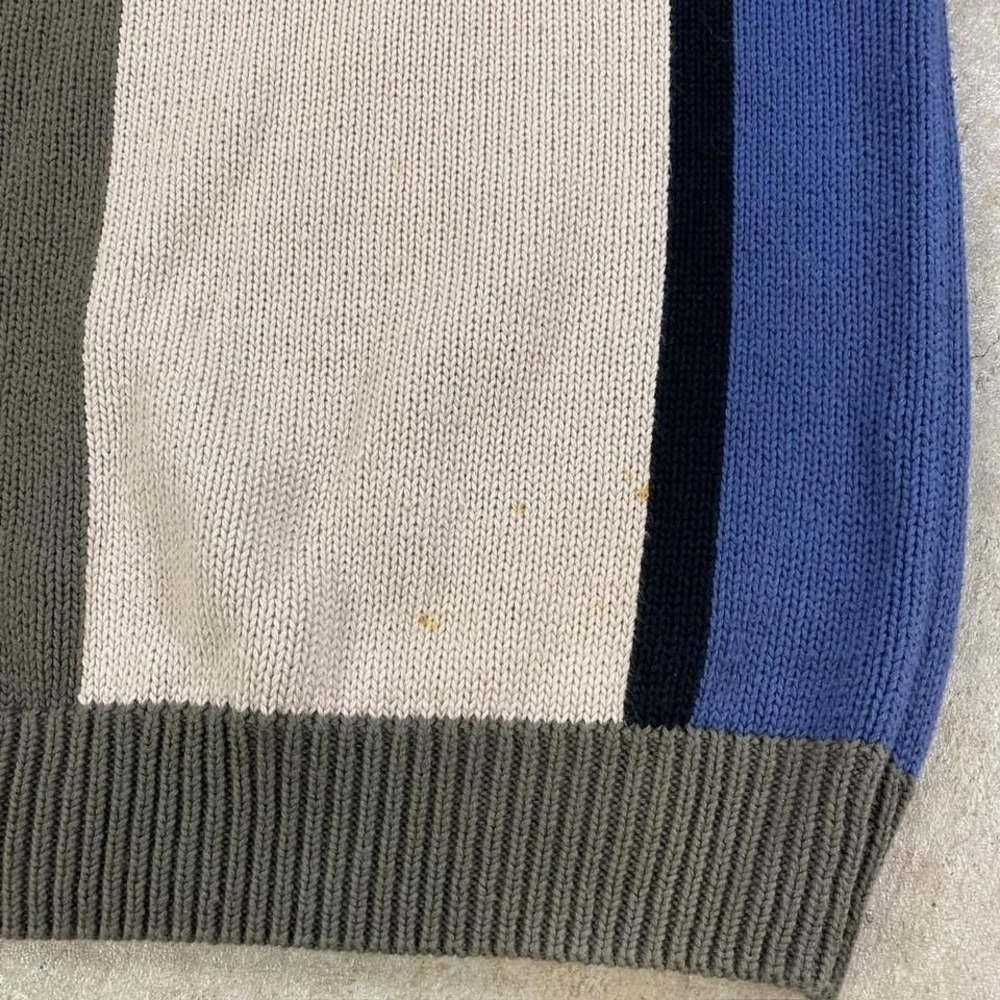 Vintage 90s Gear White Lake Sweater Size Small Brown Blue Striped Pull Over - Picture 5 of 6